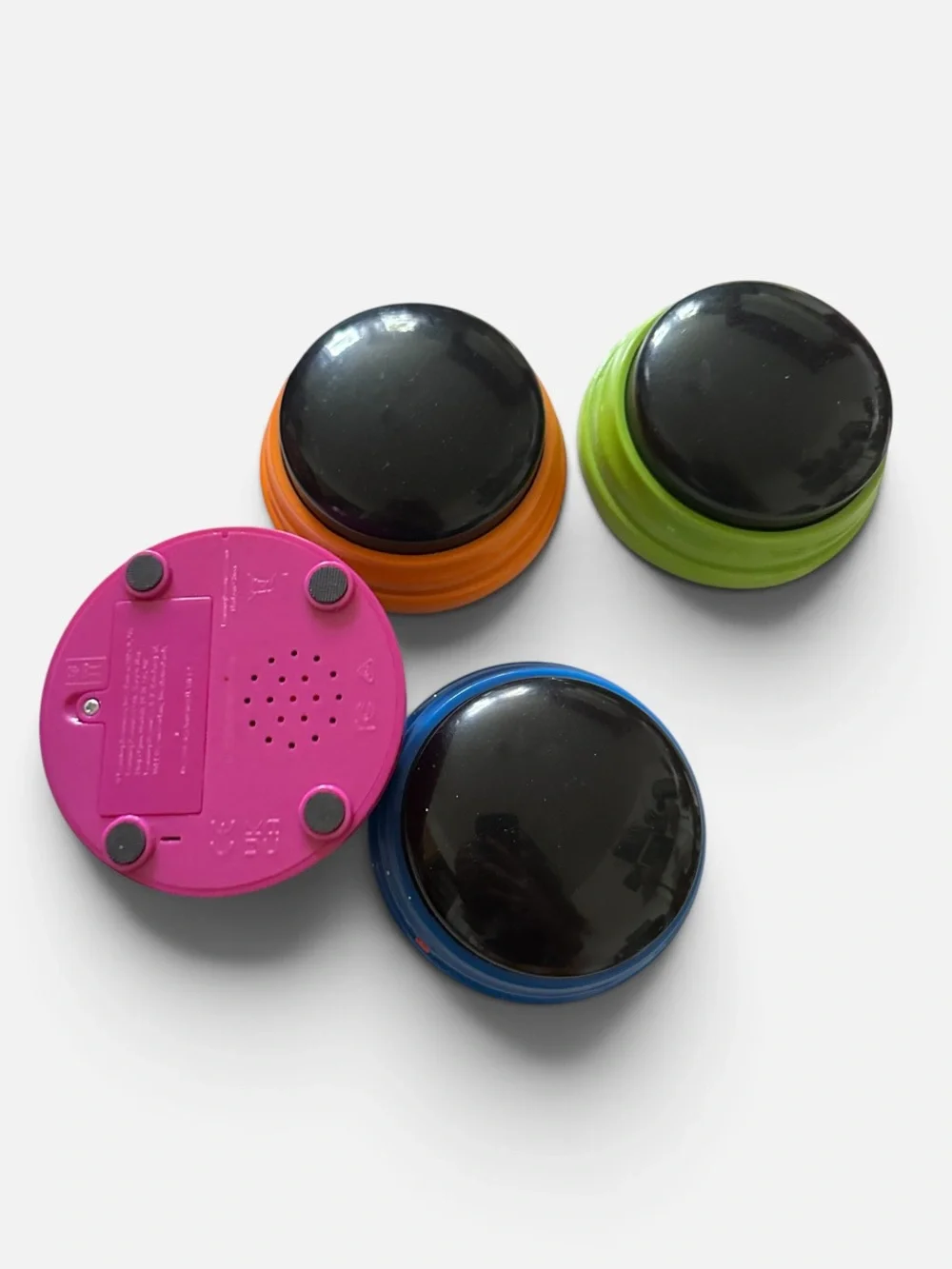 Interactive Round Dog Training Buttons — Pink, Blue, Orange, Green